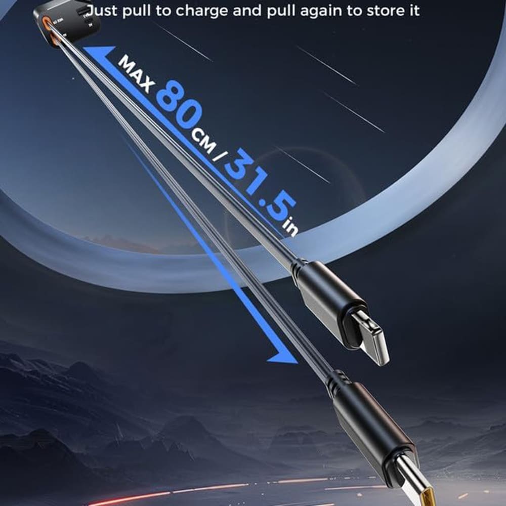 Techsuit - Φορτιστής Αυτοκινήτου Premium NanoVoltX (C1) - με Ανασυρόμενο USB-C, Καλώδια Lightning, USB 2.4A, PD30W, 69W, 180° - Γκρι - Image 6