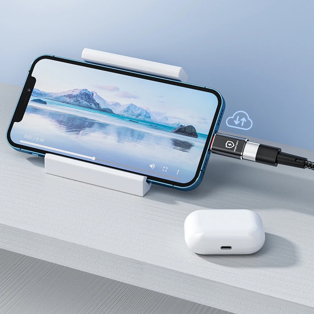 Techsuit - Premium OTG Adapter HyperPort (A6) - USB3.0 σε Lightning, PD30W, 5Gbps, GaN, Μετατροπέας για iPhone - Μαύρο / Πορτοκαλί - Image 3