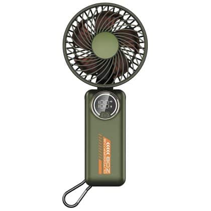 Techsuit - Ανεμιστήρας χειρός Premium Mini (Z8) - με ψηφιακή οθόνη LED, επαναφορτιζόμενη θύρα USB-C, 3 ταχύτητες ανέμου, 2A, 3600mAh - Πράσινο