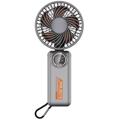 Techsuit - Ανεμιστήρας χειρός Premium Mini (Z8) - με ψηφιακή οθόνη LED, επαναφορτιζόμενη θύρα USB-C, 3 ταχύτητες ανέμου, 2A, 3600mAh - Λευκό