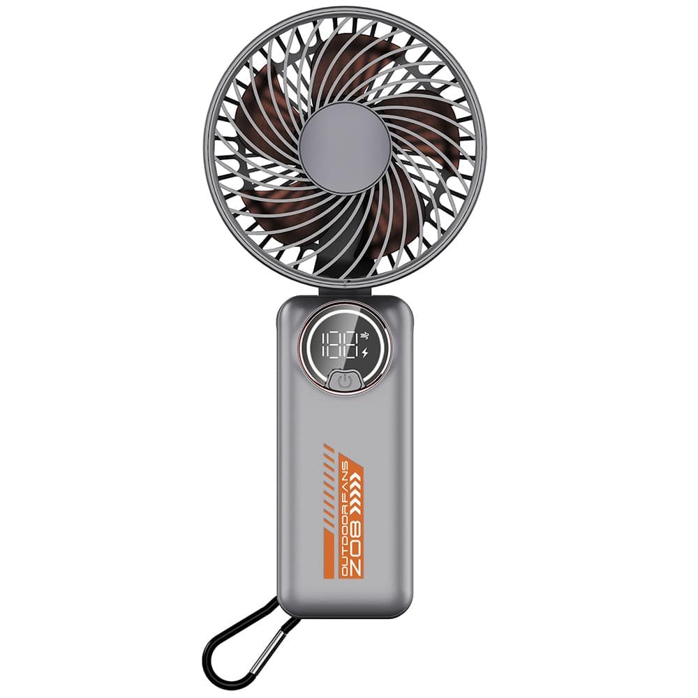 Techsuit - Ανεμιστήρας χειρός Premium Mini (Z8) - με ψηφιακή οθόνη LED, επαναφορτιζόμενη θύρα USB-C, 3 ταχύτητες ανέμου, 2A, 3600mAh - Λευκό