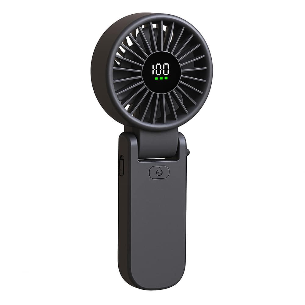 Techsuit - Ανεμιστήρας χειρός Premium Mini (A10) - με ψηφιακή οθόνη LED, επαναφορτιζόμενη θύρα USB-C, 100 ταχύτητες ανέμου, 5400RPM - Μαύρο - Image 2