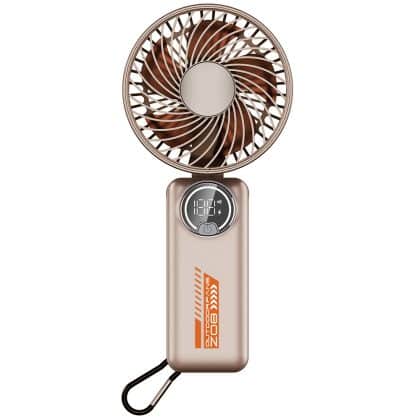 Techsuit - Ανεμιστήρας χειρός Premium Mini (Z8) - με ψηφιακή οθόνη LED, επαναφορτιζόμενη θύρα USB-C, 3 ταχύτητες ανέμου, 2A, 3600mAh - Μπεζ