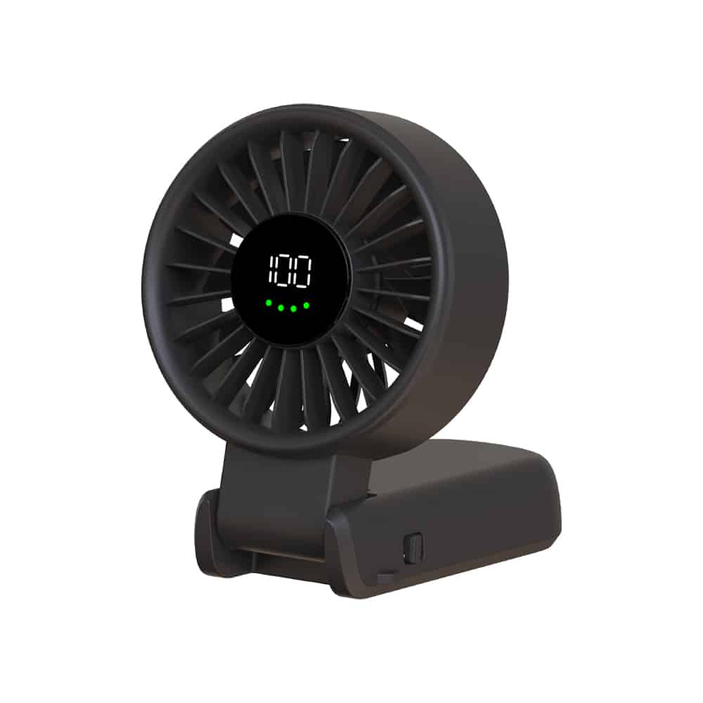 Techsuit - Ανεμιστήρας χειρός Premium Mini (A10) - με ψηφιακή οθόνη LED, επαναφορτιζόμενη θύρα USB-C, 100 ταχύτητες ανέμου, 5400RPM - Μαύρο - Image 3