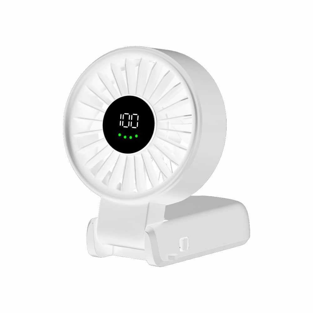 Techsuit - Ανεμιστήρας χειρός Premium Mini (A10) - με ψηφιακή οθόνη LED, επαναφορτιζόμενη θύρα USB-C, 100 ταχύτητες ανέμου, 5400RPM - Λευκό - Image 2