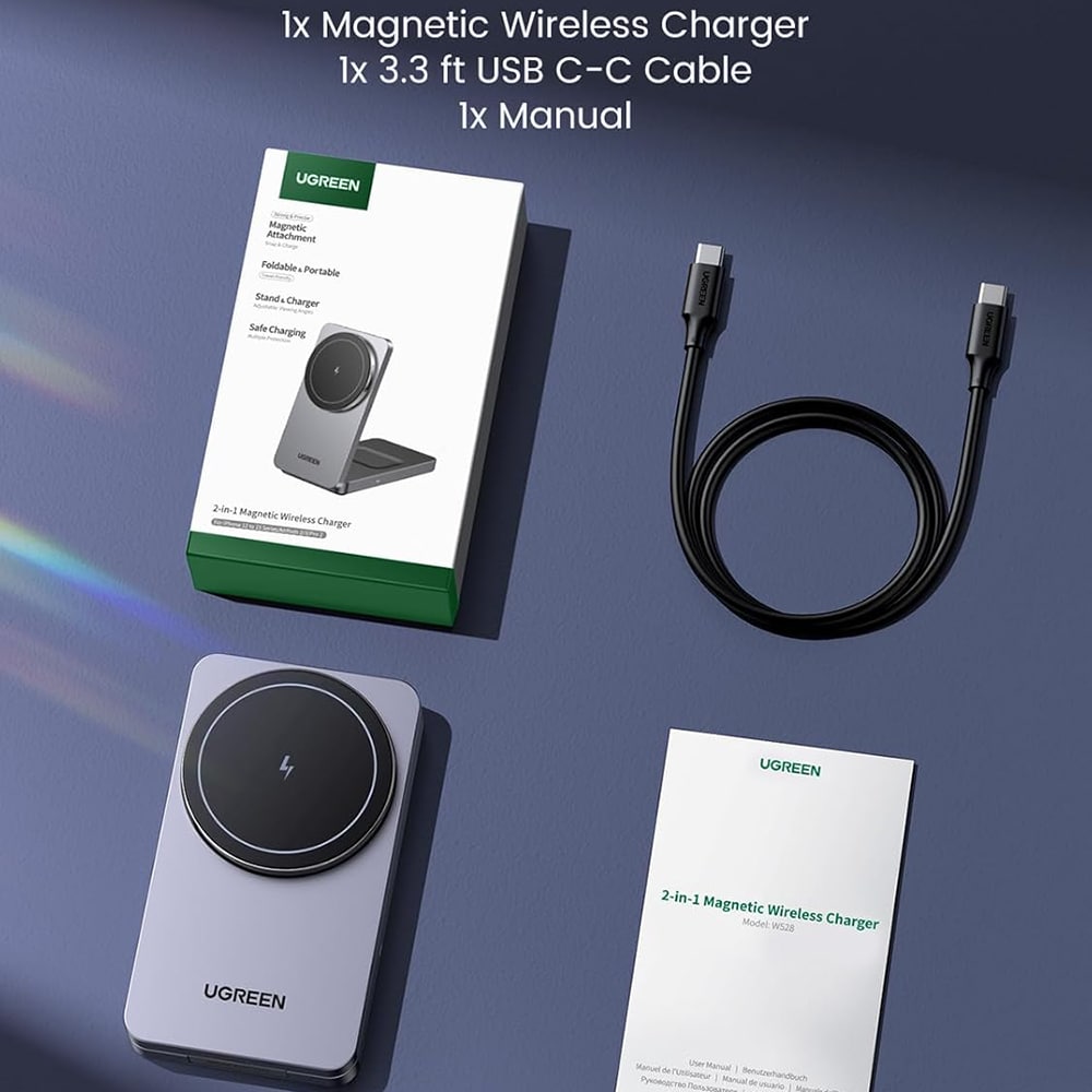 Ugreen - Wireless Charger W528 (45056) - 2in1, Magsafe, για iPhone, Airpods, Compact Foldable Design, 15w, 3a - Black - Image 7