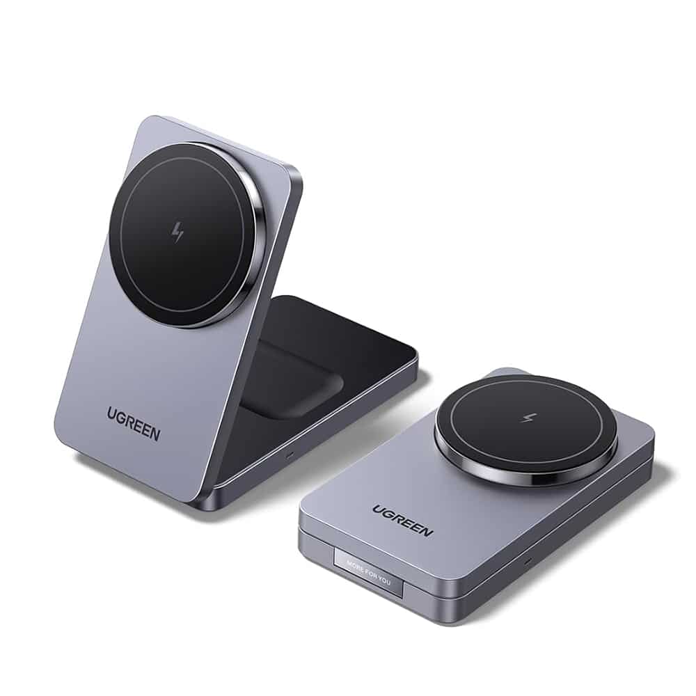 Ugreen - Wireless Charger W528 (45056) - 2in1, Magsafe, για iPhone, Airpods, Compact Foldable Design, 15w, 3a - Black - Image 2