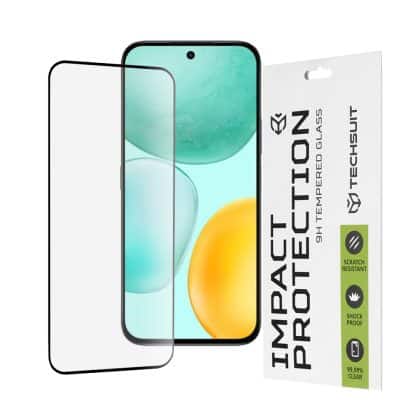 Techsuit - 111D Πλήρης Κάλυψη / Πλήρες Γυαλί με Κόλλα - Honor X6c - Μαύρο
