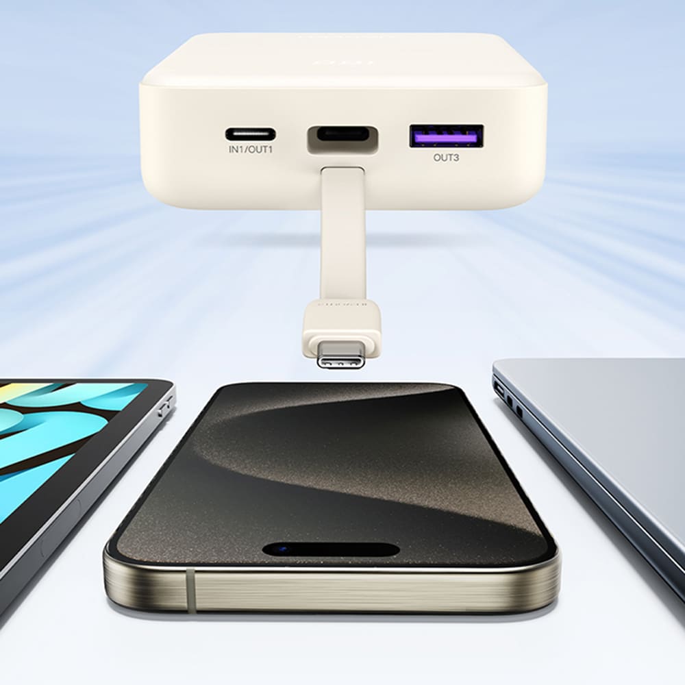 Ugreen - Power Bank Pb505 (45762) - Built-In Type-C Καλώδιο, Fast Charging, 20000mah, USB, USB-C, 22.5w, 5v/3a - Grey - Image 3
