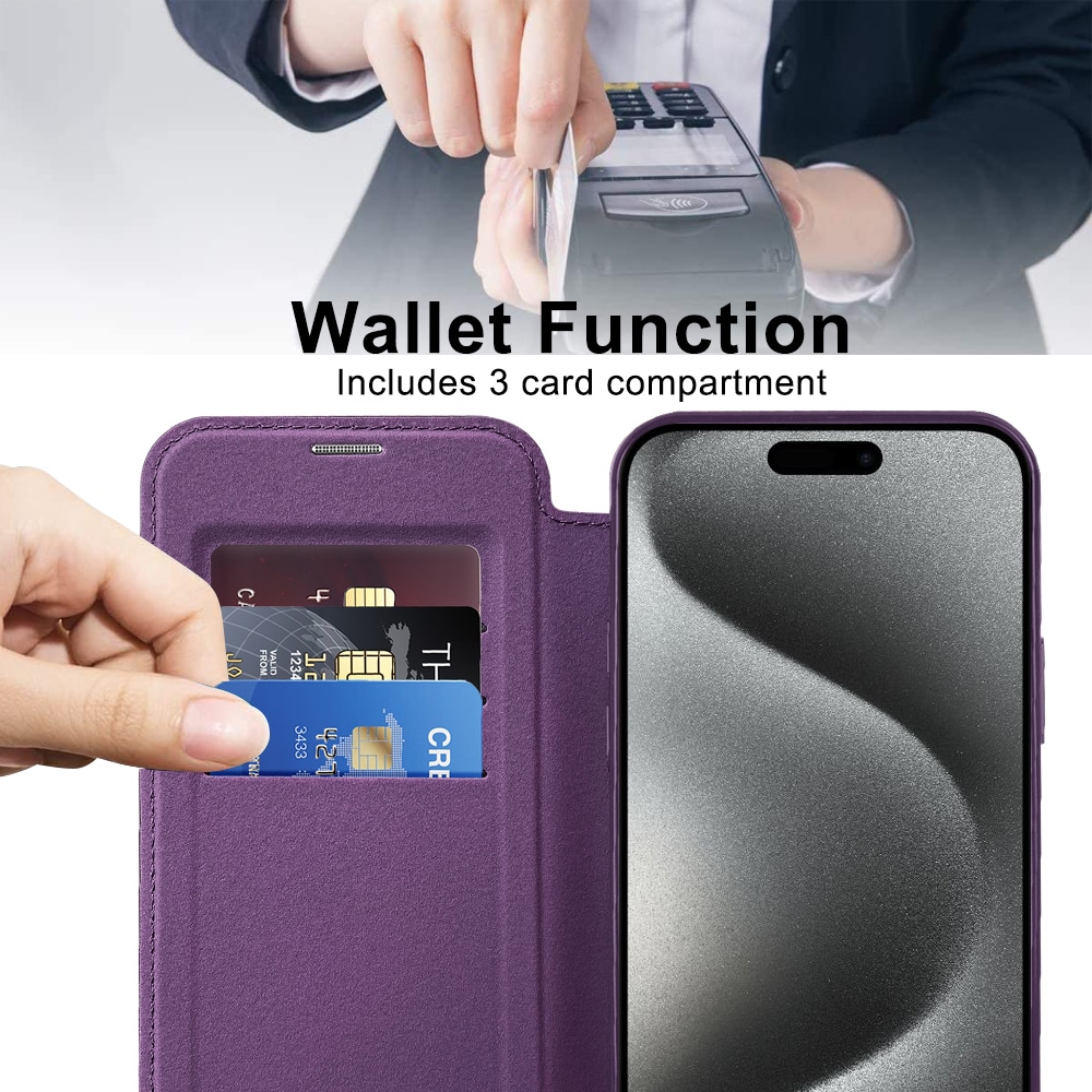Techsuit SmartMag Book - θήκη για Apple iPhone 15 Pro Max - Μωβ - Image 5