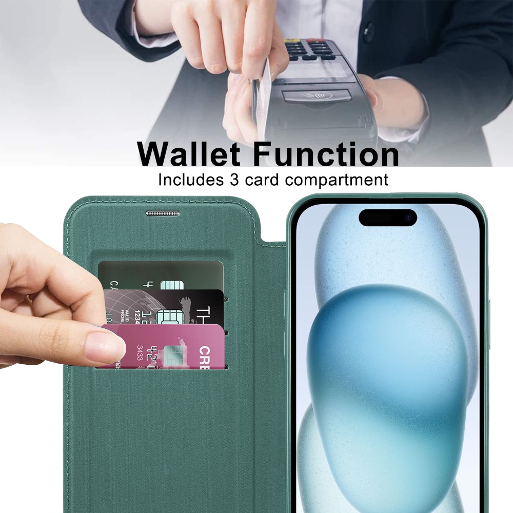 Techsuit SmartMag Book - θήκη για Apple iPhone 15 - Πράσινο - Image 5