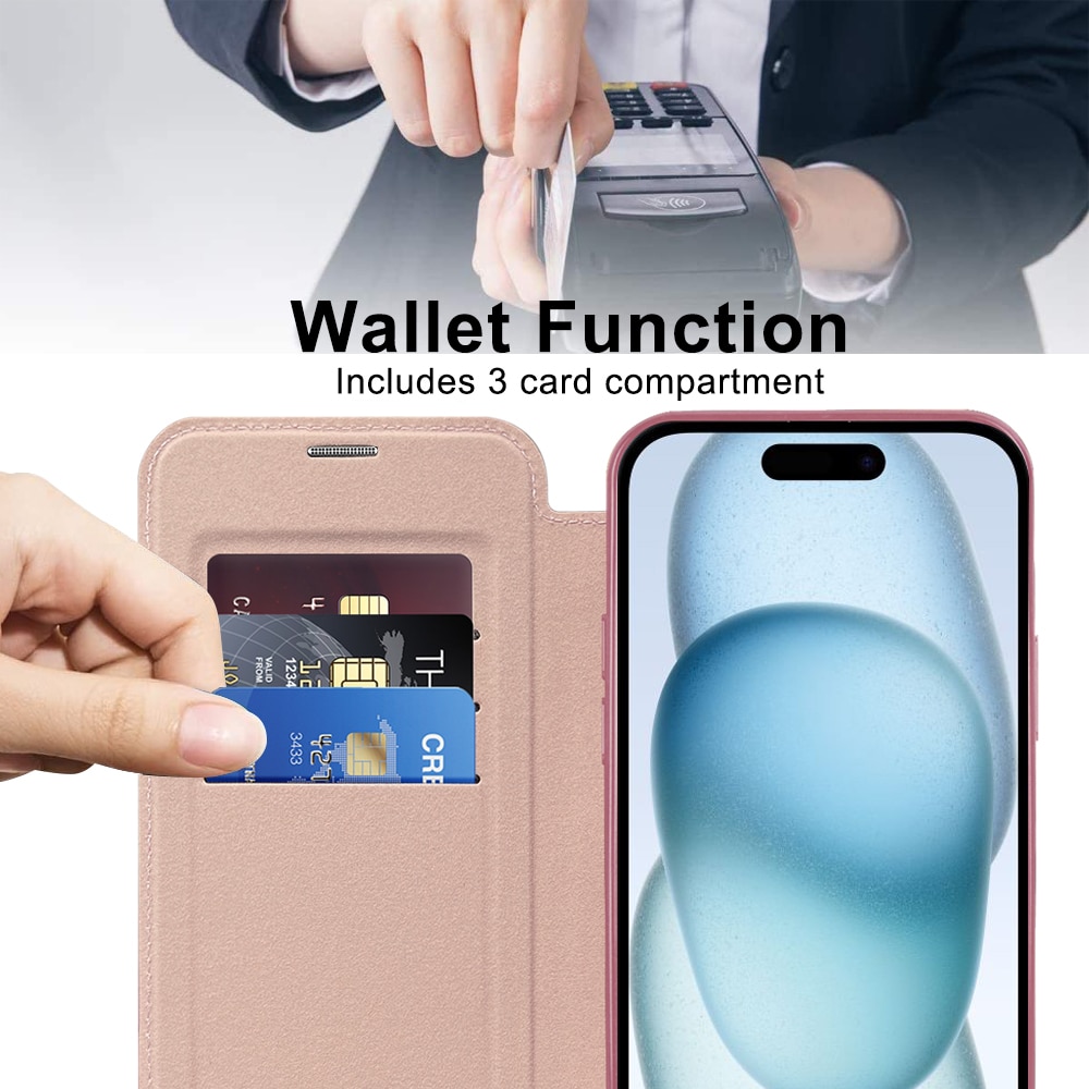 Techsuit SmartMag Book - θήκη για Apple iPhone 15 Plus - Ροζ - Image 5