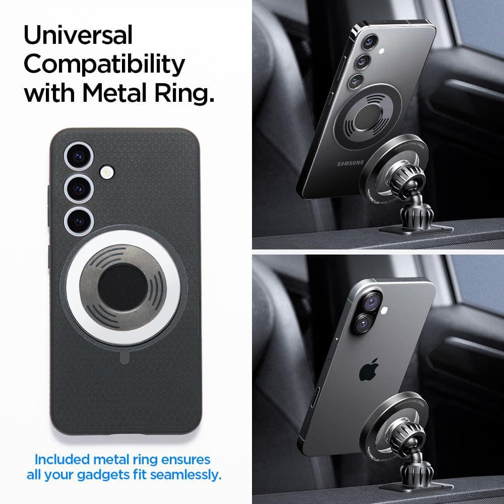 Spigen - Car Holder (mft13) - Magsafe, For Dashboard, Air Vent, 360° Rotation, Magnetic Grip, Universal, Adjustable - Silver - Image 5