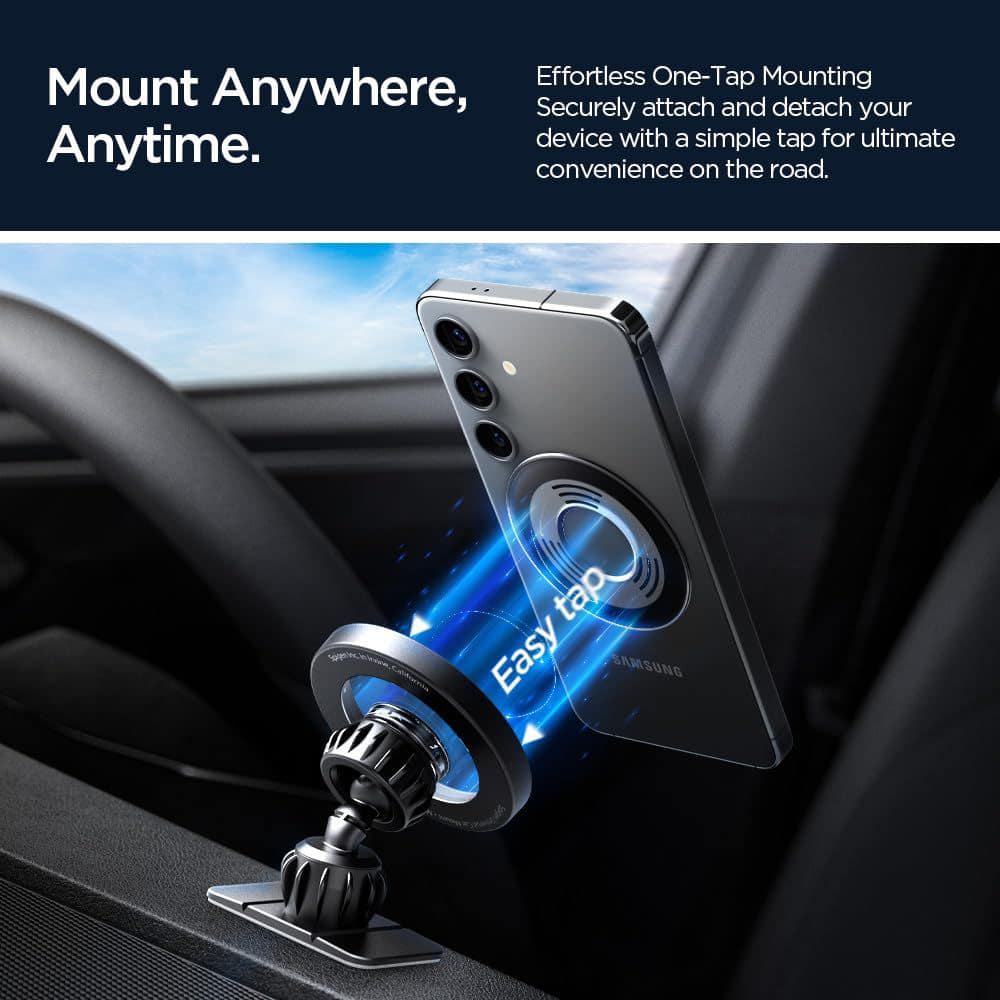 Spigen - Car Holder (mft13) - Magsafe, For Dashboard, Air Vent, 360° Rotation, Magnetic Grip, Universal, Adjustable - Silver - Image 9