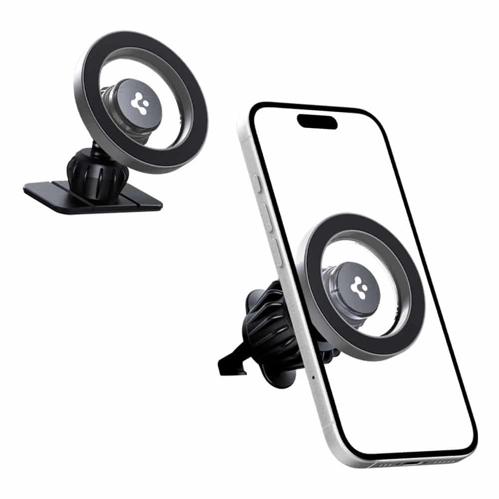 Spigen - Car Holder (mft13) - Magsafe, For Dashboard, Air Vent, 360° Rotation, Magnetic Grip, Universal, Adjustable - Silver - Image 2