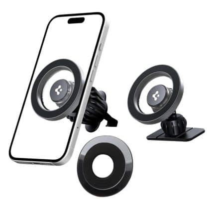 Spigen - Car Holder (mft13) - Magsafe, For Dashboard, Air Vent, 360° Rotation, Magnetic Grip, Universal, Adjustable - Silver