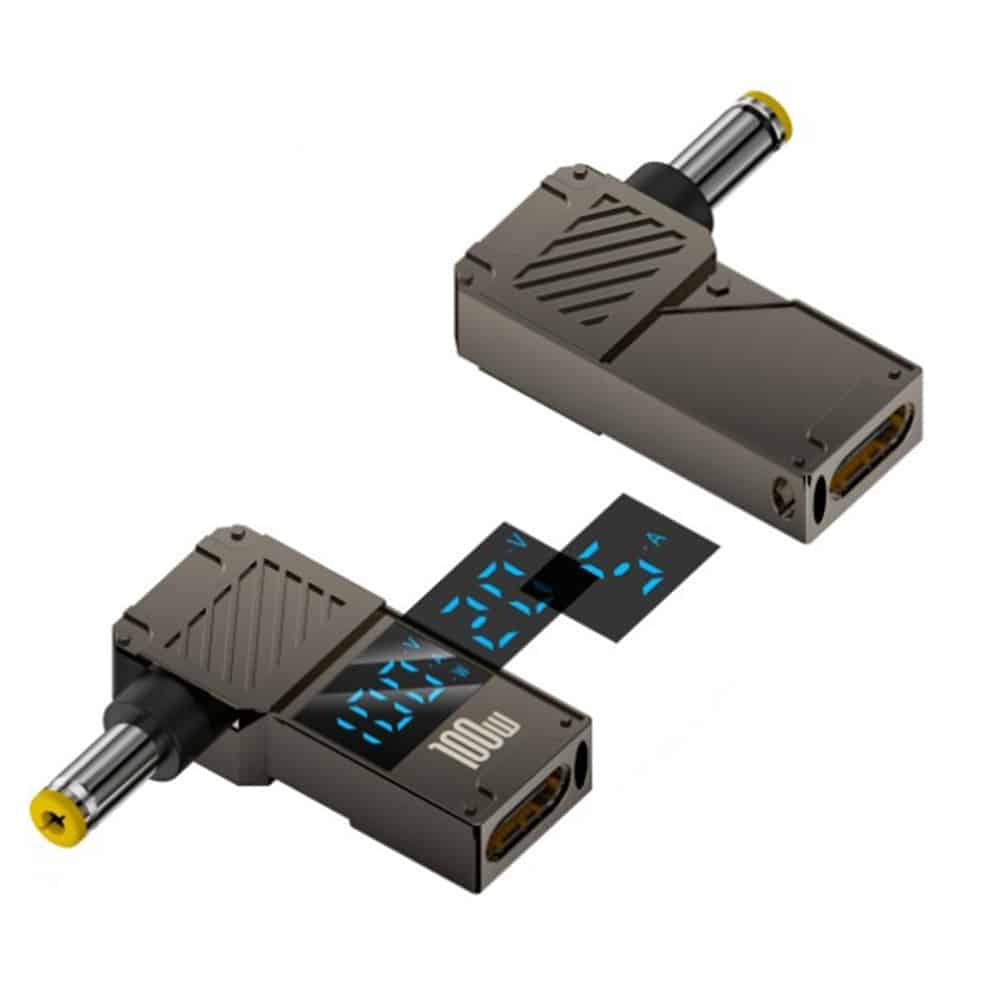 Techsuit - Adapter Laptopplugx (a22) - For Laptop, Dc To Type-C, 100w, Led Display - Grey - Image 2