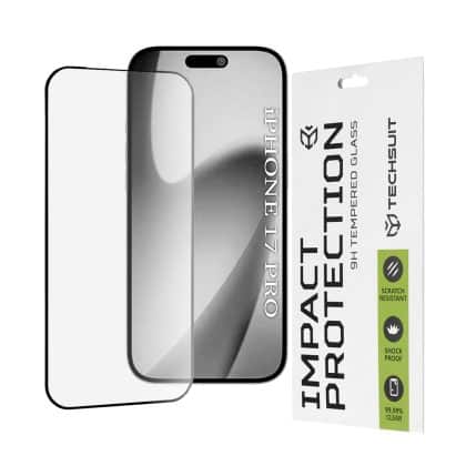Techsuit - 111D Πλήρης Κάλυψη / Πλήρες Γυαλί με Κόλλα - iPhone 17 Pro - Μαύρο