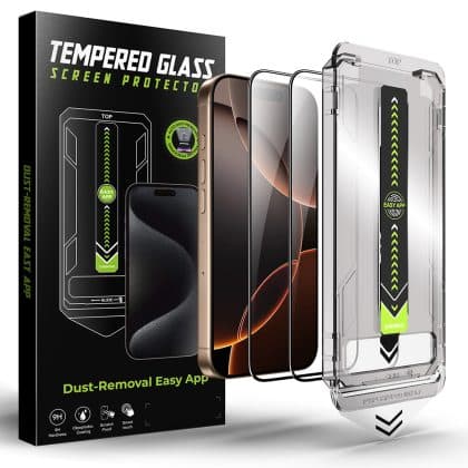 Techsuit - TitanGlass FullCover (συσκευασία 2 τεμαχίων) - iPhone 15 Pro Max - Μαύρο