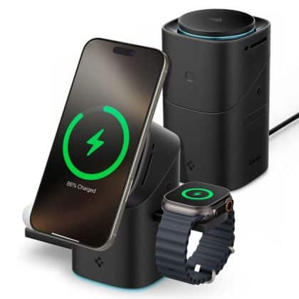 Spigen - Wireless Charger Essential (ef223ms) - Magsafe, Fast Charging, 3in1 Rotary Design, Magnetic Grip, Qi2 15w - Black