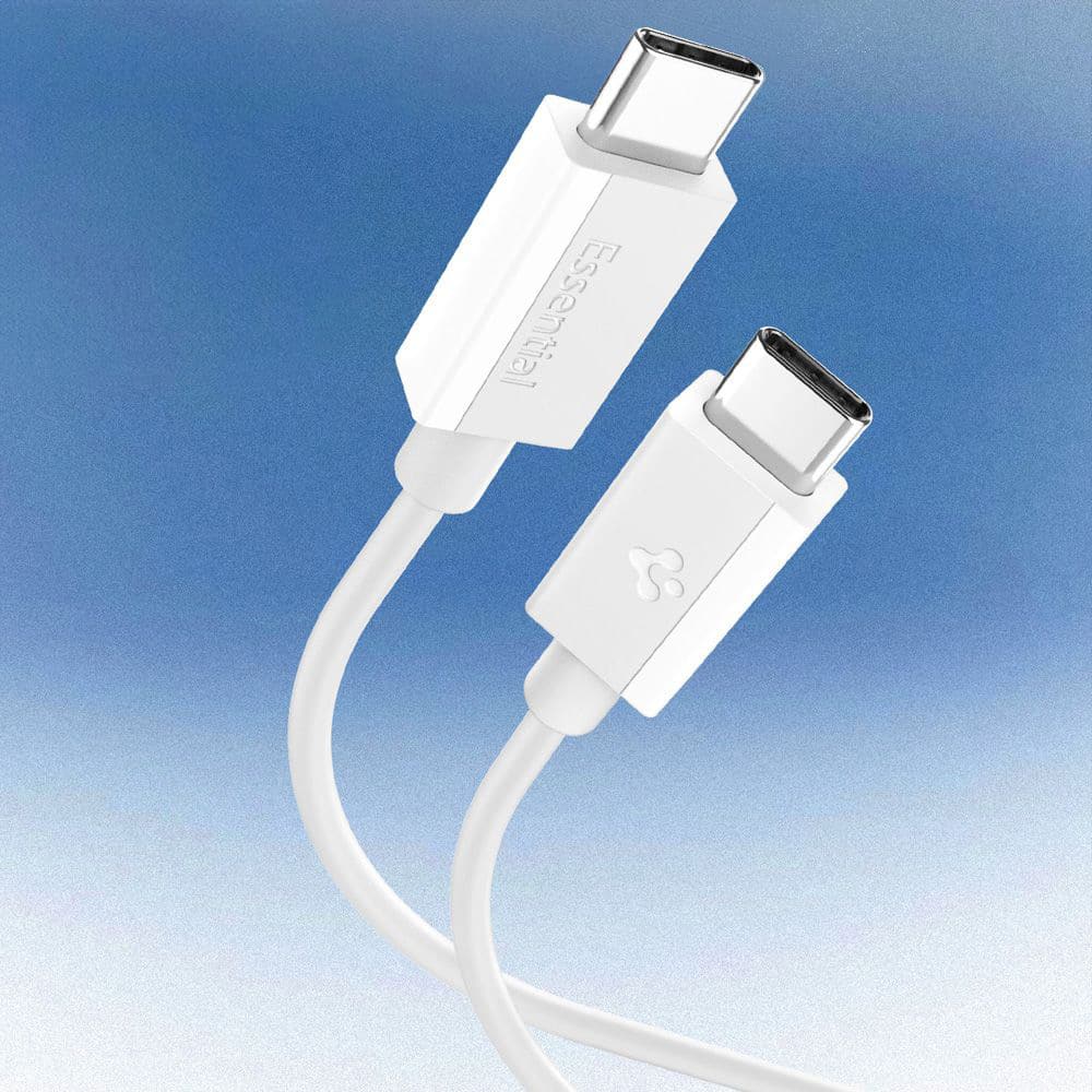 Spigen - Data Καλώδιο Essential (eb6010cc) - Fast Charging, 2x Type-C, 60w, 480mbps, 1m - White - Image 3