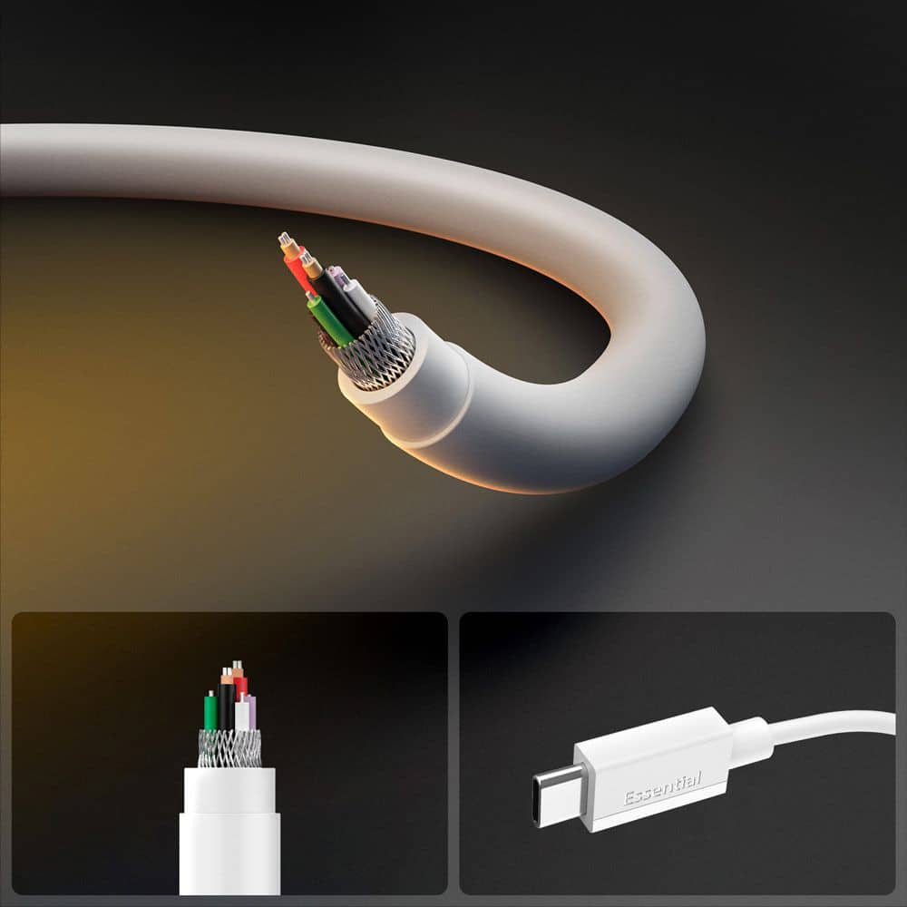 Spigen - Data Καλώδιο Essential (eb6010cc) - Fast Charging, 2x Type-C, 60w, 480mbps, 1m - White - Image 8