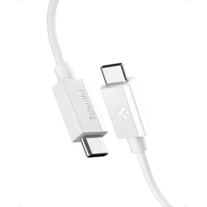 Spigen - Data Καλώδιο Essential (eb6010cc) - Fast Charging, 2x Type-C, 60w, 480mbps, 1m - White