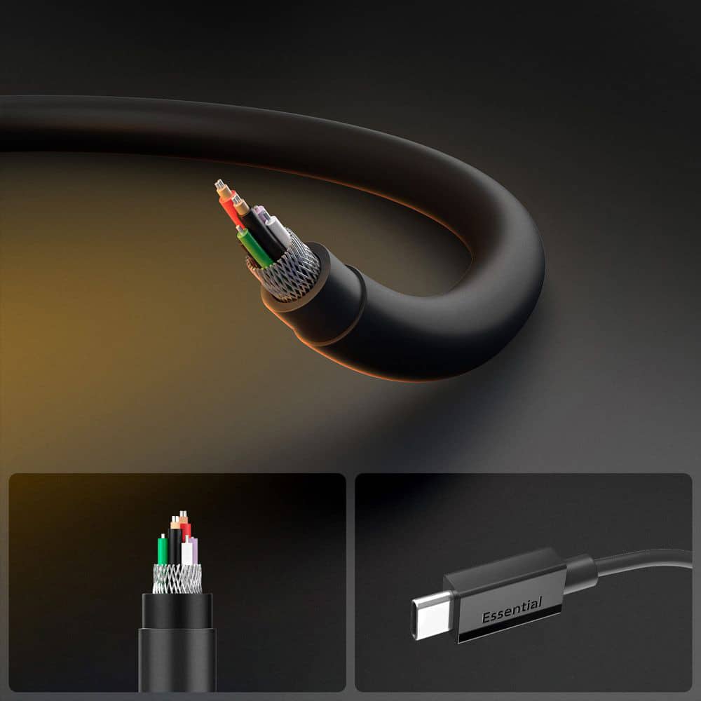 Spigen - Data Καλώδιο Essential (eb6020cc) - Fast Charging, 2x Type-C, 60w, 480mbps, 2m - Black - Image 7