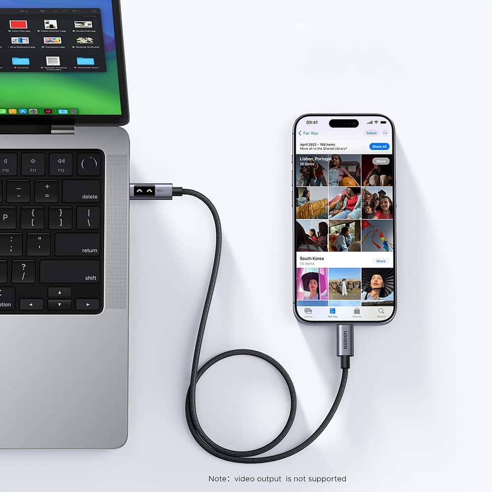 Ugreen - Data Καλώδιο L509 (35512) - USB-C To USB-C, 5a, 100w, 2m, Nylon - Space Gray - Image 5