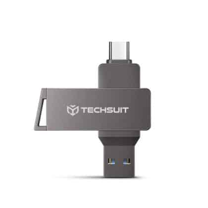 Techsuit - Memory Stick Thsm20 (thsm201128) - Dual-Interface USB 3.0, Type-C 128gb, High Speed Flashdrive - Grey