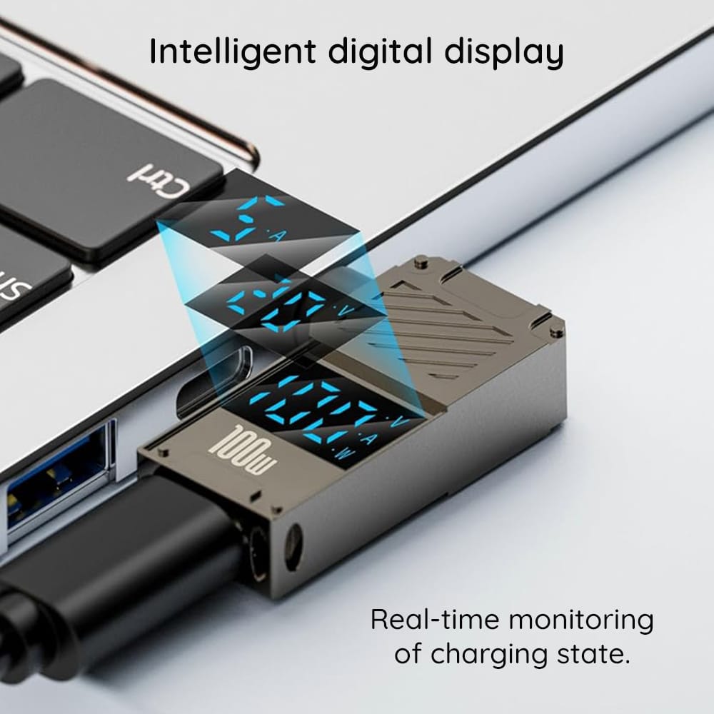 Techsuit - Adapter Laptopplugx (a22) - For Laptop, Dc To Type-C, 100w, Led Display - Grey - Image 3
