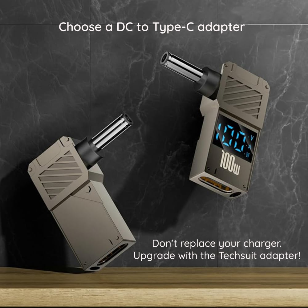 Techsuit - Adapter Laptopplugx (a22) - For Laptop, Dc To Type-C, 100w, Led Display - Grey - Image 4
