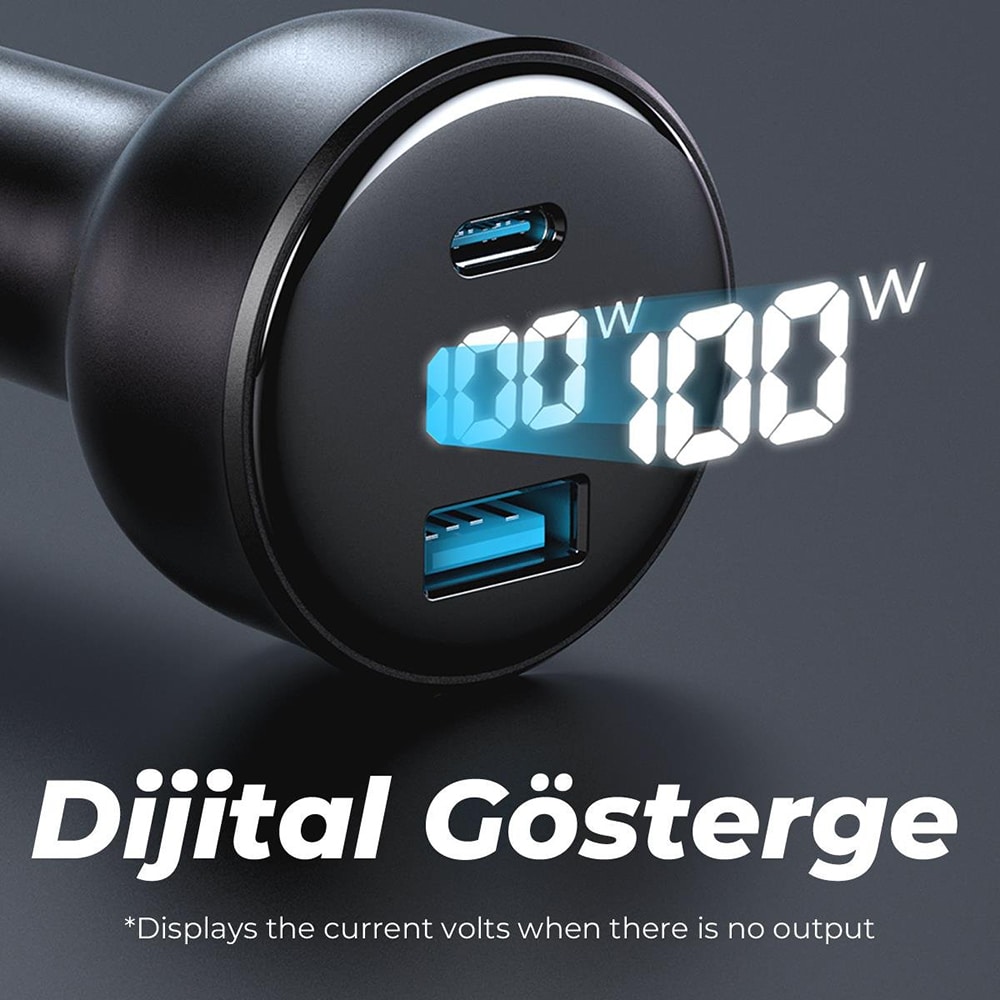 Havit - Car Charger (cc100w) - USB, Type-C, Pd100w, Pc, With Digital Display - Black - Image 7