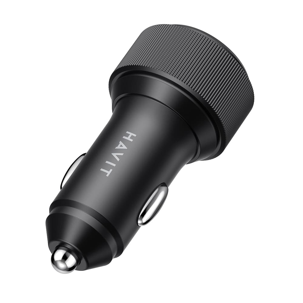 Havit - Car Charger (cc2014) - 2x Type-C, Pd30w, 3a, Pc, Aluminum Alloy - Black - Image 4