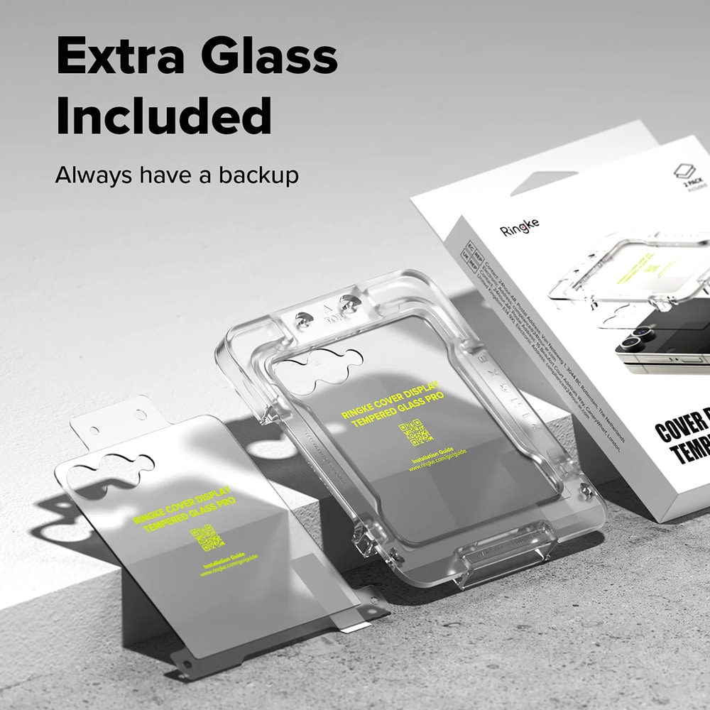 Ringke - Cover Display Easy Slide Tempered Glass Pro (2 Pack) - Samsung Galaxy Z Flip7 - Clear - Image 2