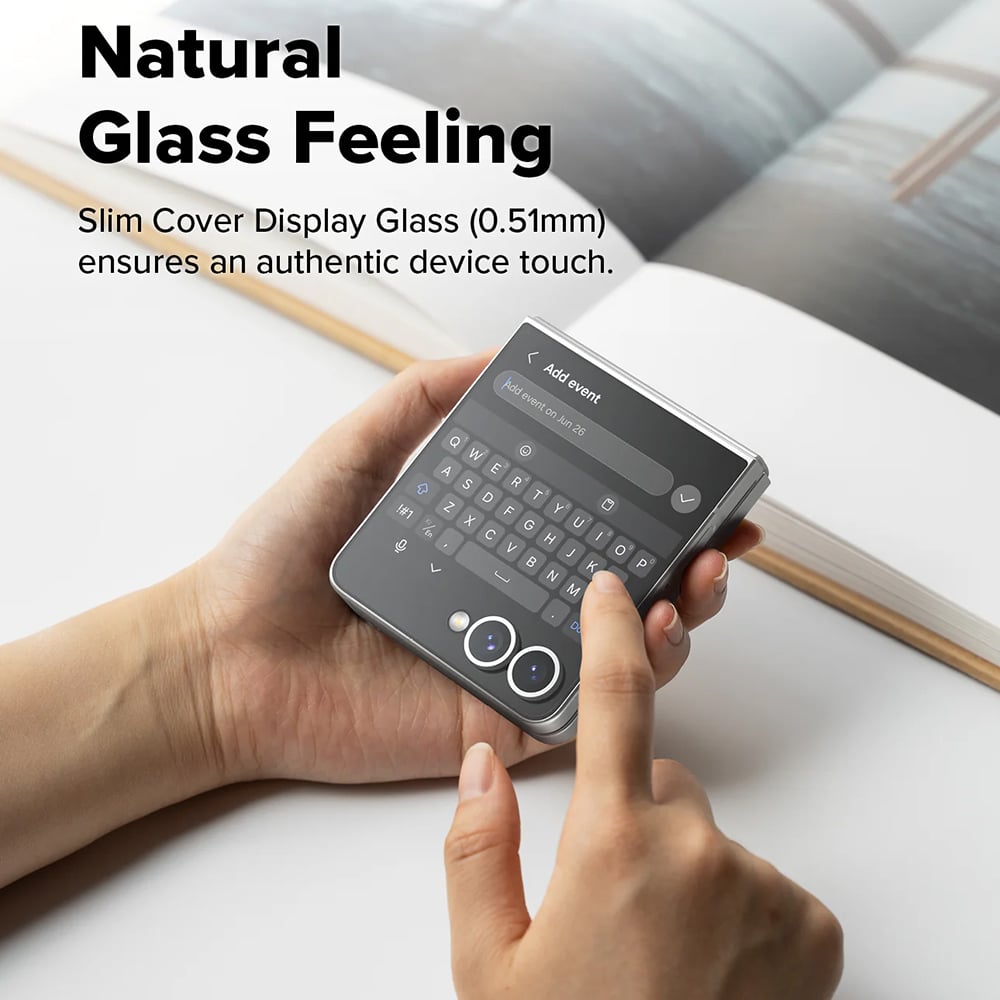 Ringke - Cover Display Easy Slide Tempered Glass Pro (2 Pack) - Samsung Galaxy Z Flip7 - Clear - Image 4