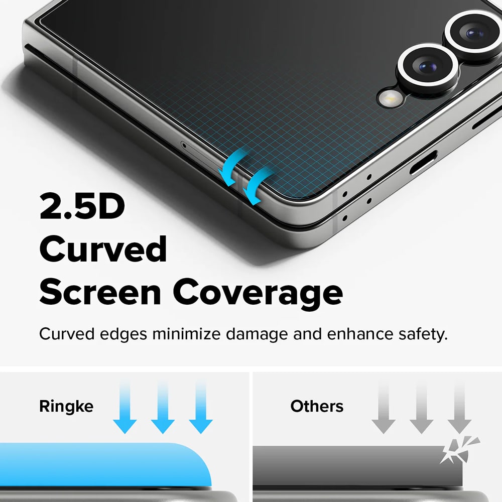Ringke - Cover Display Easy Slide Tempered Glass Pro (2 Pack) - Samsung Galaxy Z Flip7 - Clear - Image 7