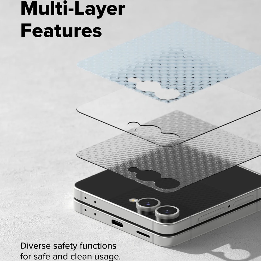 Ringke - Cover Display Easy Slide Tempered Glass Pro (2 Pack) - Samsung Galaxy Z Flip7 - Clear - Image 5