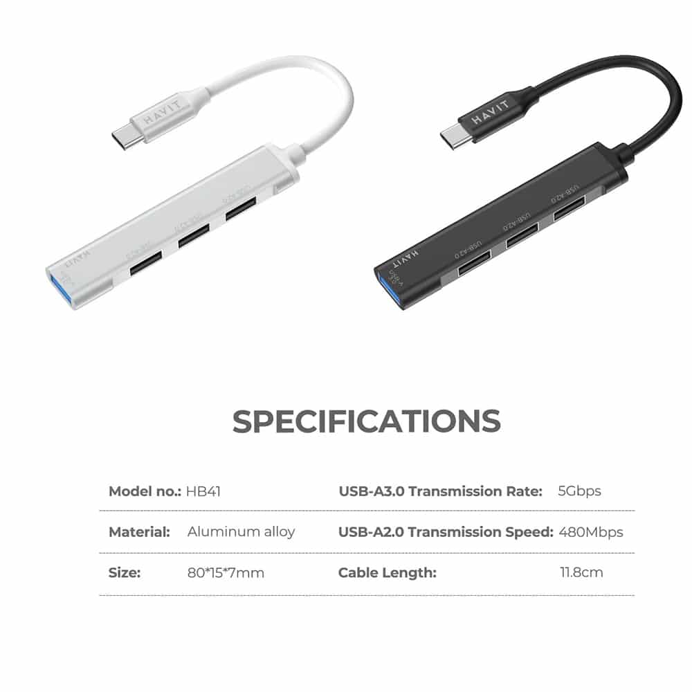 Havit - Docking Station (hb41) - USB 3.0, 3x USB 2.0, 11.8cm Καλώδιο Length, Aluminium Alloy - Silver - Image 6
