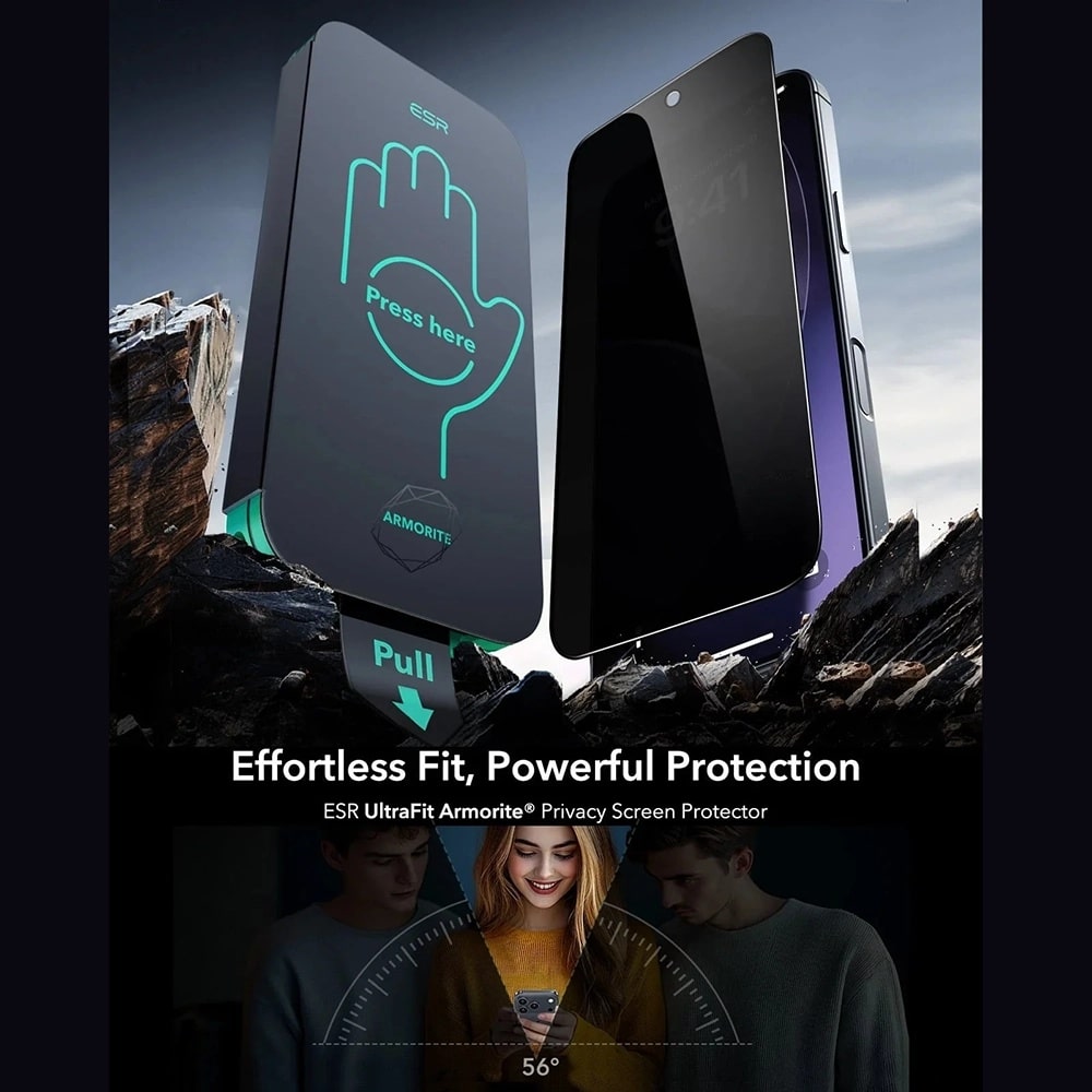 ESR - Privacy Armorite Screen Protector Ultrafit (3 Pack) - iPhone 17 - Black - Image 6