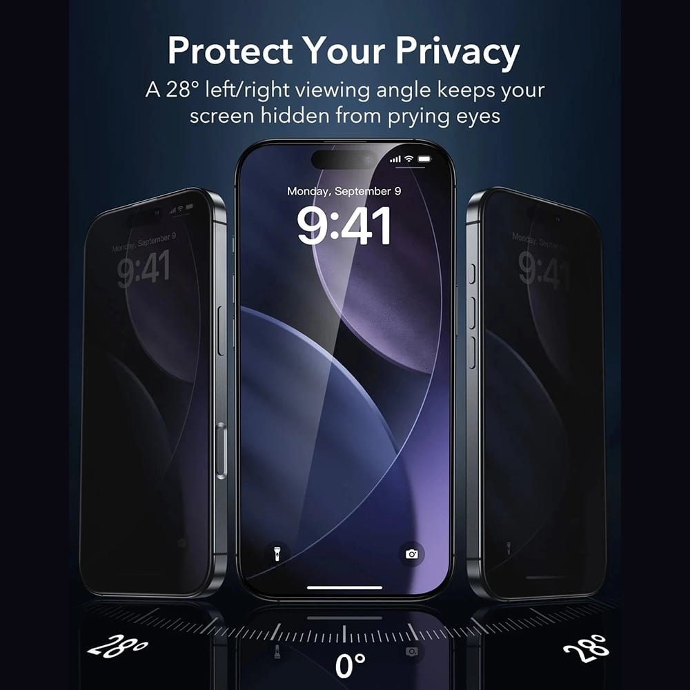ESR - Privacy Armorite Screen Protector Ultrafit (3 Pack) - iPhone 17 - Black - Image 2