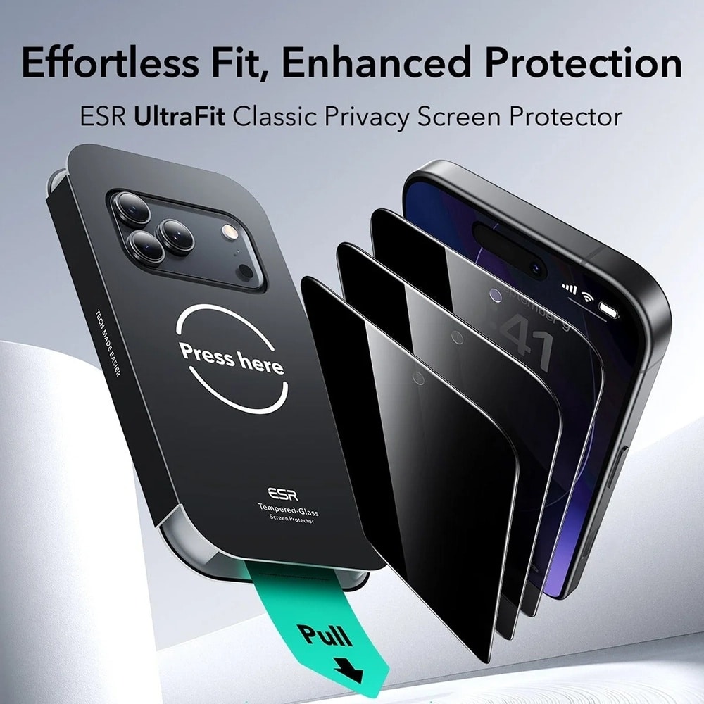 ESR - Privacy Tempered Glass Ultrafit (3 Pack) - iPhone 17 Pro Max - Black - Image 2