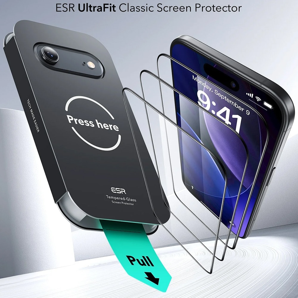 ESR - Tempered Glass Ultrafit (3 Pack) - iPhone 17 Air - Clear - Image 2