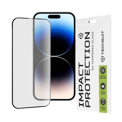 Techsuit - 111D Πλήρης Κάλυψη / Full Glue Γυαλί - iPhone 14 Pro - Μαύρο