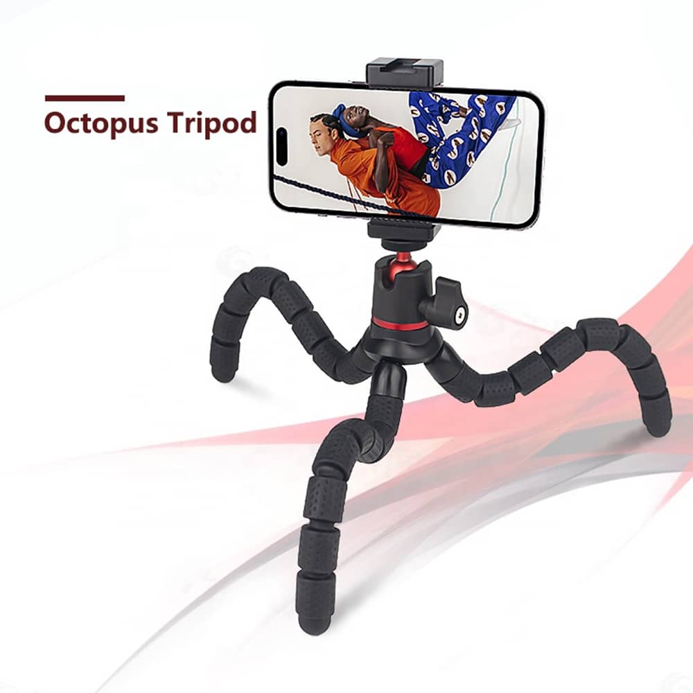 Techsuit - Octopus Tripod (JX-004) - for Phone and GoPro Action Camera, Portable, Flexible - Black - Image 3