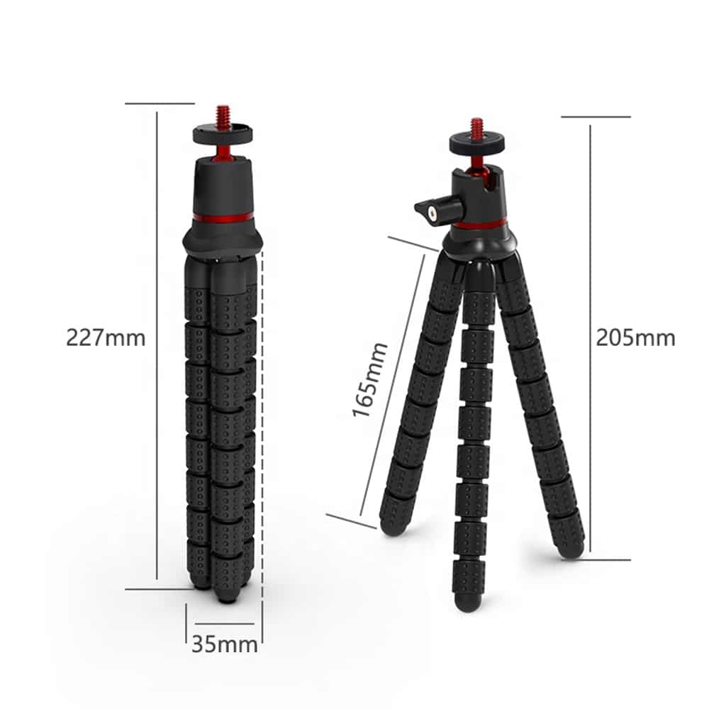 Techsuit - Octopus Tripod (JX-004) - for Phone and GoPro Action Camera, Portable, Flexible - Black - Image 6