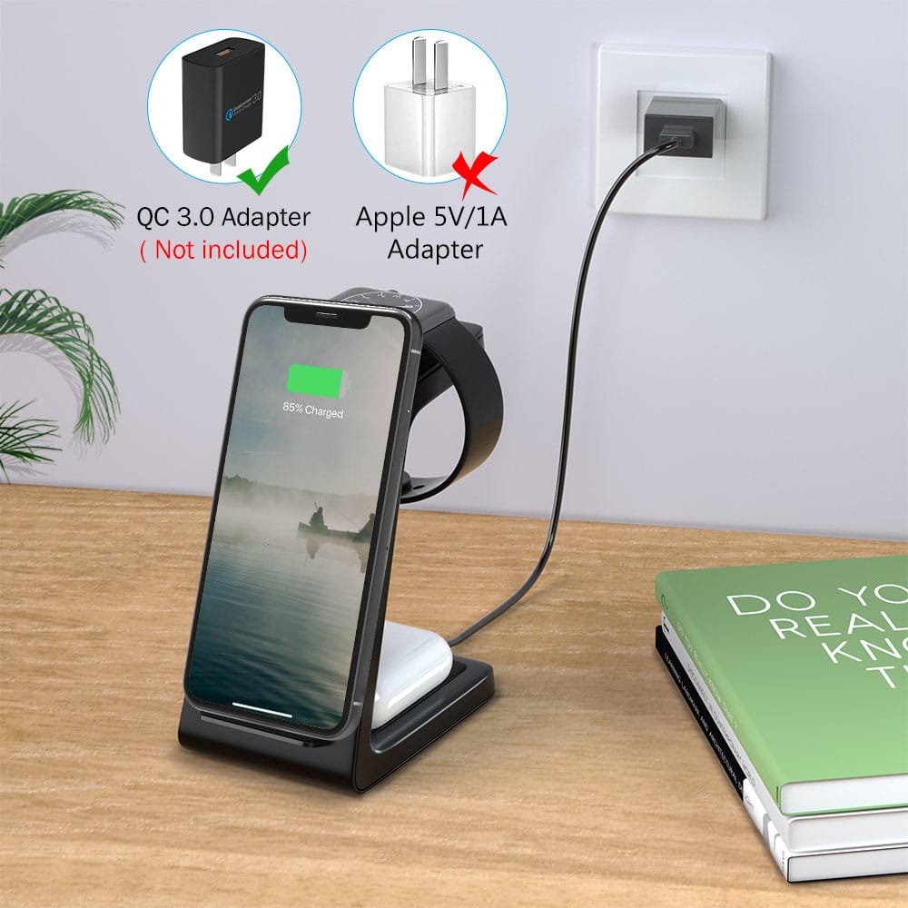 Techsuit - Ασύρματος Power Bank 3σε1 (T3) - για Τηλέφωνο / AirPods / Galaxy Watch, 10W με Καλώδιο Τύπου-C - Μαύρο - Image 5