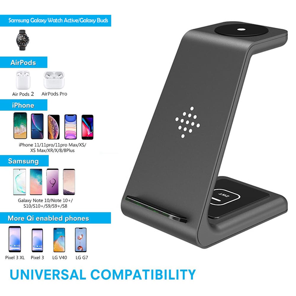 Techsuit - Ασύρματος Power Bank 3σε1 (T3) - για Τηλέφωνο / AirPods / Galaxy Watch, 10W με Καλώδιο Τύπου-C - Μαύρο - Image 6