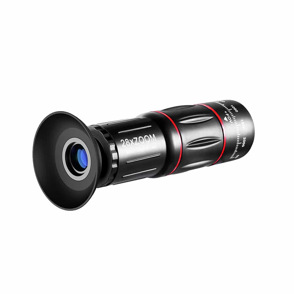 Techsuit - Σετ Φακού Κάμερας Τηλεφώνου (W28) - 28xZoom, HD Κρύσταλλο Lanthanide με Τρίποδο, Σύνδεση & E-Clip και Τσάντα - Μαύρο - Image 6