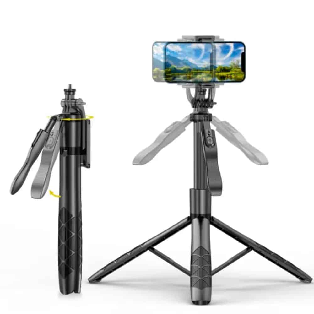 Techsuit - Selfie Stick (L16) - Stable Tripod Mount, 1/4 Screw Interface, Wireless Remote, Balance Steady Shot, 157cm - Black - Image 2